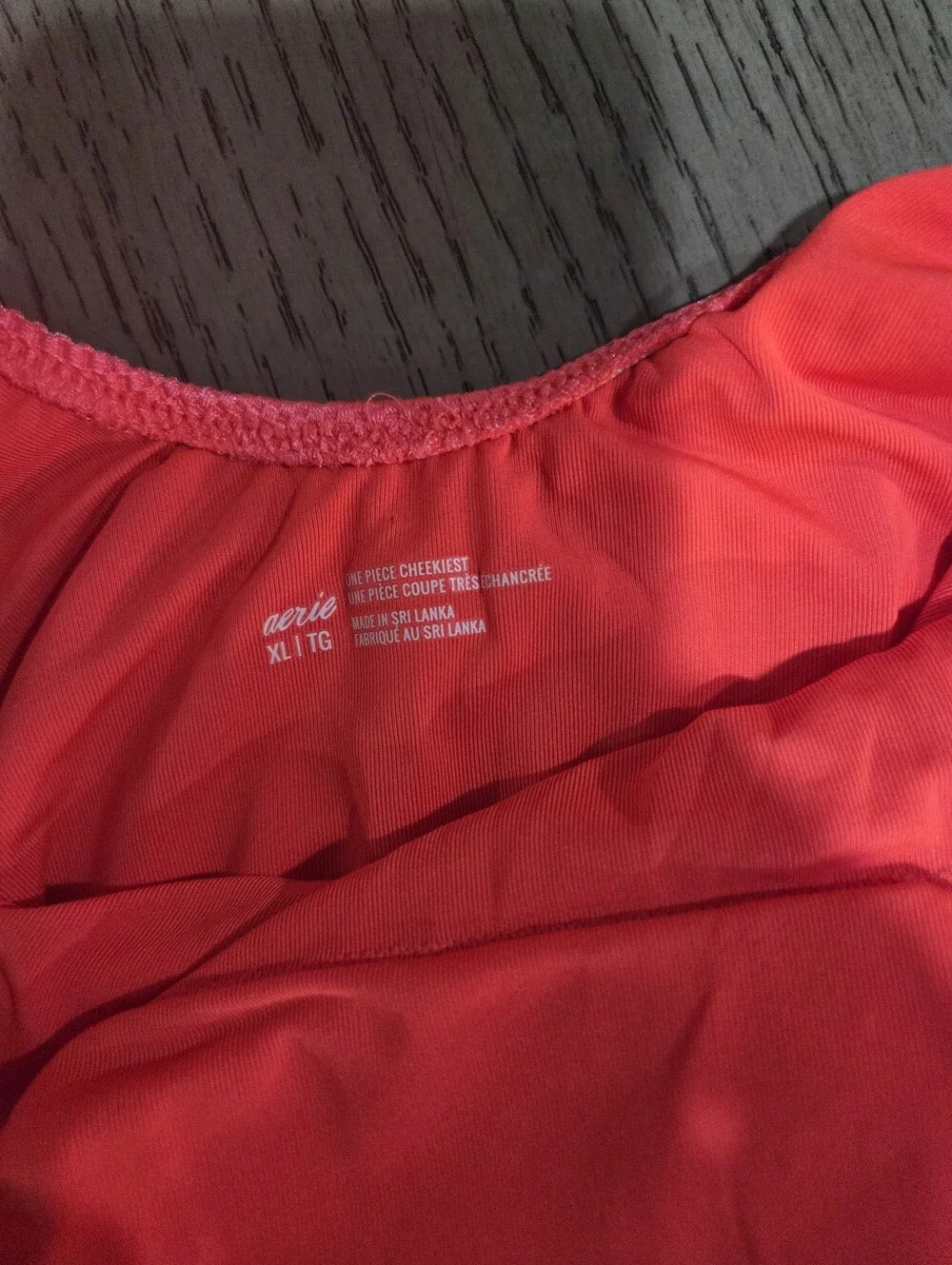Aerie Pique‎ Scoop One Piece Swimsuit Neon Coral Pink Low Back NWT XL